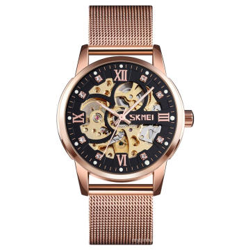 Skmei 9199 OEM Automatic Watch Gold Stainless Mesh Band Watch Wholesale Quartz Wristwatches